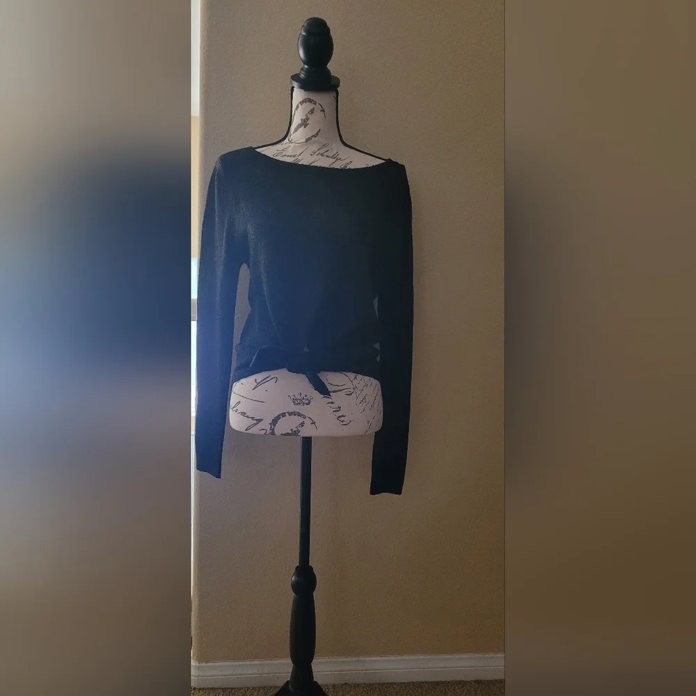 Zara Knit Sequin Thread  Black Long Sleeve Top